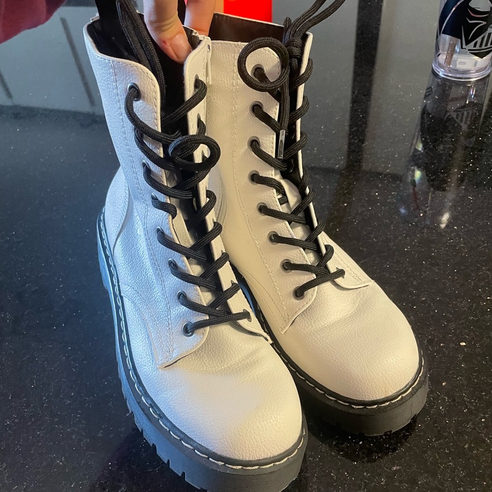 White combat boots
